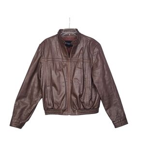 Vintage 70's Cafe Racer Moto Leather Jacket Wilson's Brown Fits Size 44